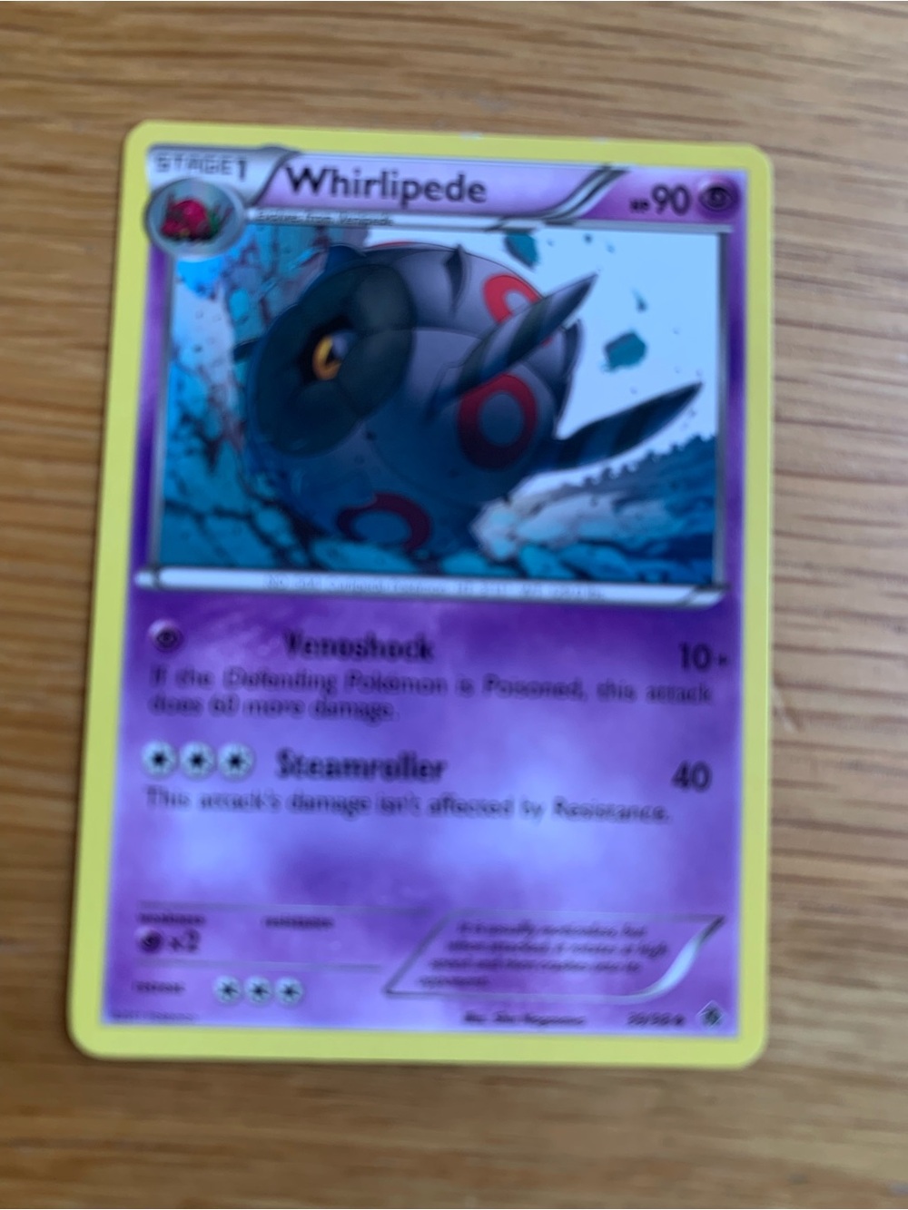 Pokemon Whirlipede Trading Card — Purple and Yellow Accents